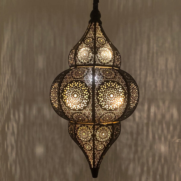 Orientalische Indische Hängelampe Deckenlampe Jaya Silber