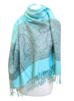 Pashmina Schal - Schultertuch - Stola - mit Paisley Muster - Nr. 19 Hellblau