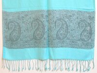 Pashmina Schal - Schultertuch - Stola - mit Paisley Muster - Nr. 19 Hellblau