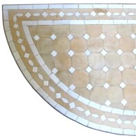 Marokkanische Mosaikkonsole halbrund Beige-Weiß Groß