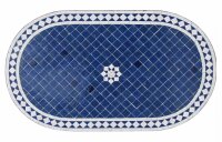 Orientalischer Mosaiktisch "Fleur" Blau Oval 100 x 60 cm