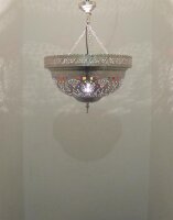 Marokkanische Messing Lampe Leuchte Hängelampe "Edel" Silber Multi Groß