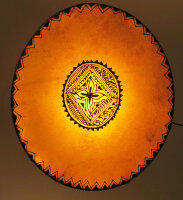 Orientalische Lampe Leuchte Hängelampe Deckenlampe "Parabel" Rund Leder Orange