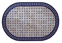 Orientalischer Mosaiktisch Blau-Natur Oval 100 x 60 cm