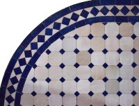 Orientalischer Mosaiktisch Blau-Natur Oval 100 x 60 cm