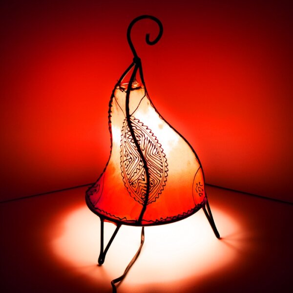 Orientalische Stehlampe "Henna-Rund" 38 cm Leder Rot