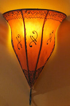 Orientalische Leder-Wandlampe "Samira" Orange