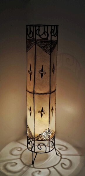 Orientalische Stehlampe "Henna-Zylinder" 79 cm Leder Natur