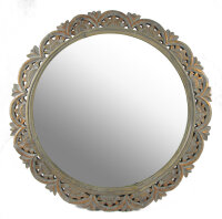 Shabby Chic Spiegel Mirror Wandspiegel Holz-Spiegel Rund Ø 76 cm Modell Nr. 9