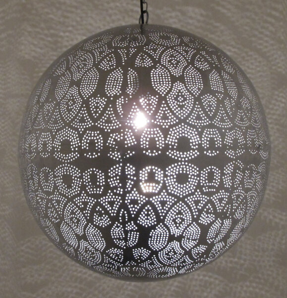 Orientalische Indische Messing Hängelampe Deckenlampe Zarina Silber groß