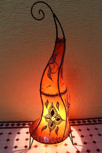 Orientalische Stehlampe "Henna-Rund" 70 cm Leder Orange