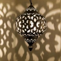 Orientalische Indische Messing Hängelampe Deckenlampe Shiva Silber