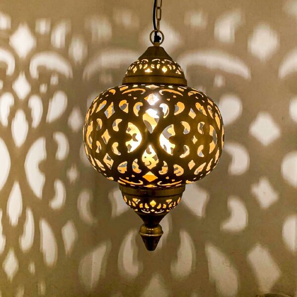 Orientalische Indische Messing Hängelampe Deckenlampe Shiva Gold