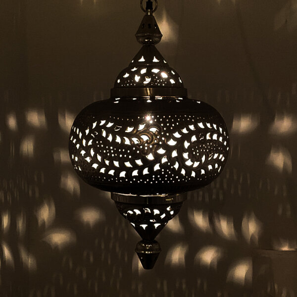 Orientalische Indische Messing Hängelampe Deckenlampe Nilay Silber