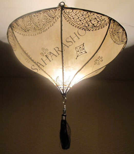 Orientalische Lampe Deckenlampe "Tan-Tan" Leder Natur