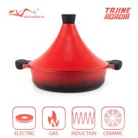 Marokkanische Tajine Agadir Ø 28 cm Induktion Rot...