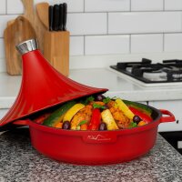 Marokkanische Tajine Morocco Ø 28 cm Induktion Schwarz I Rot I Beige