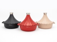 Marokkanische Tajine Morocco Ø 28 cm Induktion Schwarz I Rot I Beige