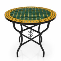 2.Wahl Mosaiktisch Groß Ø100 cm Gelb-Grün Handmade
