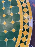2.Wahl Mosaiktisch Groß Ø100 cm Gelb-Grün Handmade
