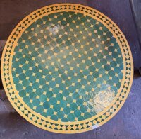 2.Wahl Mosaiktisch Groß Ø100 cm Gelb-Grün Handmade