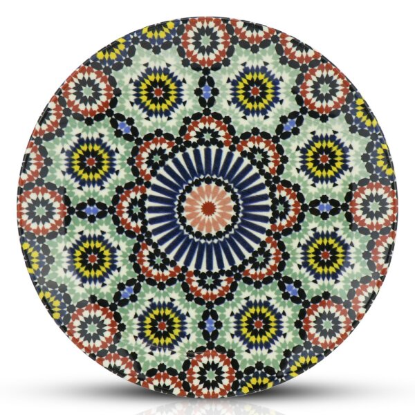 Orientalischer Porzellan-Teller Arabesque rund Ø 20cm Grün-Bunt Speise-Essteller spülmaschinenfest