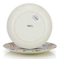 6-er Set Orientalischer Porzellan-Teller Oriental rund Ø 20cm Blau-Bunt Speise-Essteller spülmaschinenfest