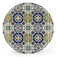 6-er Set Orientalischer Porzellan-Teller Sahara rund Ø25cm Gelb-Blau-Bunt Speise-Essteller spülmaschinenfest