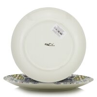 12-er Set Orientalischer Porzellan-Teller Sahara rund Ø20cm Gelb-Blau-Bunt Speise-Essteller spülmaschinenfest