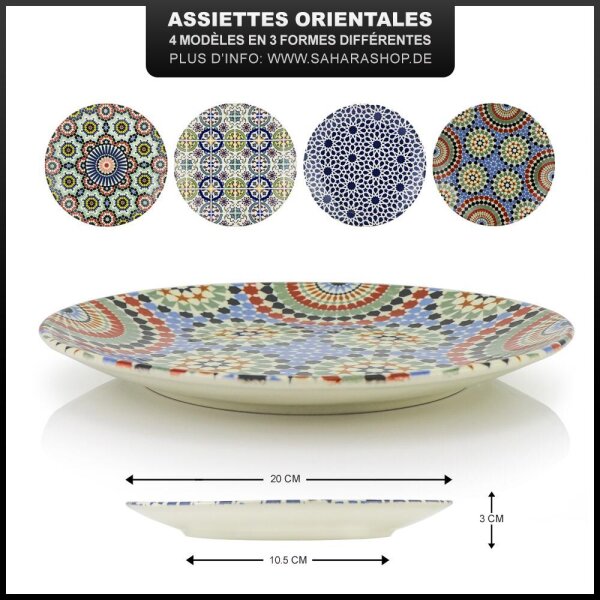 Orientalischer Keramik-Teller rund Ø 25cm Blau-Orange, 44,99 €