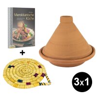 Tajine-Set Geschenkset Tajine 34cm + Untersetzer + Kochbuch