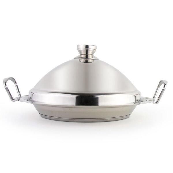 Marokkanische Tajine Ø 34 cm Induktion cocoWhite Tajin Tagin Edelstahl Silber