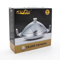 Marokkanische Tajine Ø 34 cm Induktion Sahara Tajin Tagin Edelstahl Silber