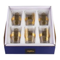 6 Premium Orientalische Marokkanische Teegläser "Hand der Fatima" Gold
