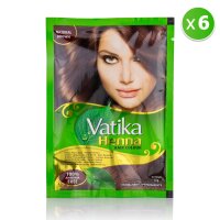 Dabur Vatika Henna Haarfarbe -Hair Colour Permanent Natural Brown 6x10g (insgesamt - 60g)