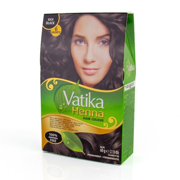 Dabur Vatika Henna Haarfarbe Schwarz -Hair Colour Permanent Black 6x10g (insgesamt - 60g)