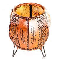 Orange Marokkanisches Henna-Windlicht rund