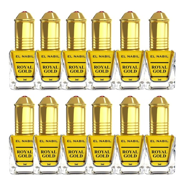 El Nabil 12 Stück Royal Gold 5 ml Misk Musk Musc Moschus Parfümöl für Herren und Damen