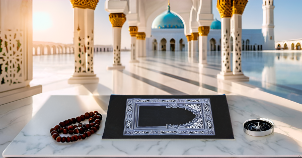 Reise Gebetsteppich Sejjada Seccade Namazlik Salat Taschenformat Kompass Gebet Prayer Mat