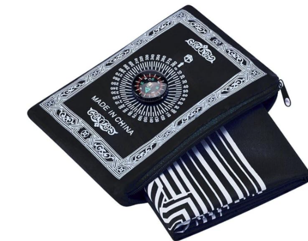 2er Set (schwarz) Reisegebetsteppich mit  Kompass Prayer Mat / Gebetsteppich Taschenformat