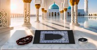 2er Set (schwarz) Reisegebetsteppich mit  Kompass Prayer Mat / Gebetsteppich Taschenformat