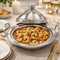 3er Set Marokkanische Tajine Ø 26/30/34 cm Induktion Sahara Edelstahl Silber