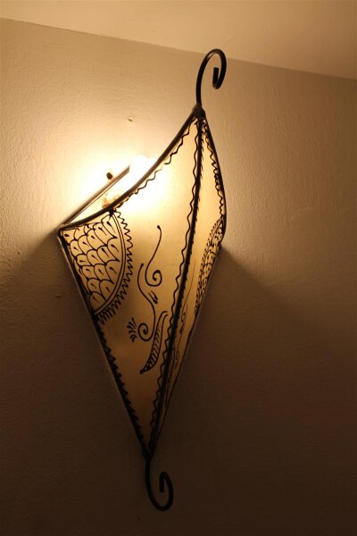 Orientalische Leder-Wandlampe "Sara" Natur