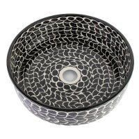 Keramik Waschbecken Rund  Ø40 cm "Lavabo Noir"  Orientalische Waschschale Aufsatzwaschbecken Handwaschbecken