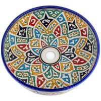 Keramik Waschbecken Rund  Ø40 cm "Lavabo Casa Modell2"  Orientalische Waschschale Aufsatzwaschbecken Handwaschbecken Bunt