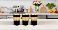 Marokkanische Teegläserset Atay Cay Gläser "De Luxe" Gold/Schwarz