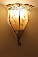 Orientalische Leder-Wandlampe "Samira" Natur