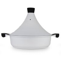 Marokkanische Tajine Agadir Ø 32 cm Keramik Induktion Weiß