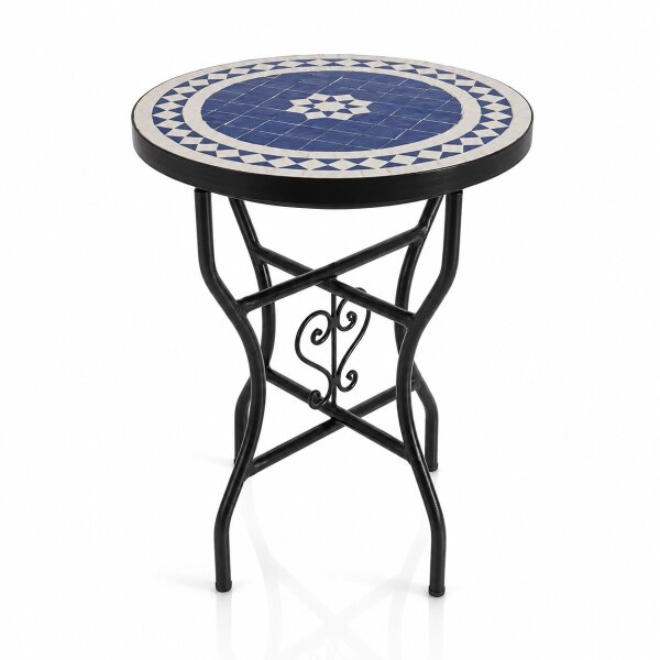 Mosaiktisch Rund Ø 40 cm"Fleur" Blau-Natur