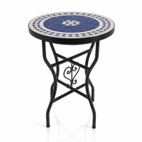 Mosaiktisch Rund Ø 40 cm"Fleur" Blau-Natur